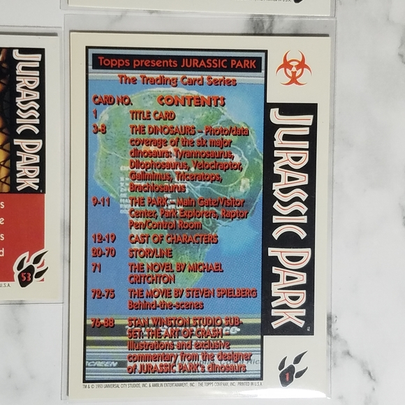 Vintage JP Topps Trading Cards Lot of 10 Jurassic Park Movie Cards Lot #14 - Picture 9 of 10